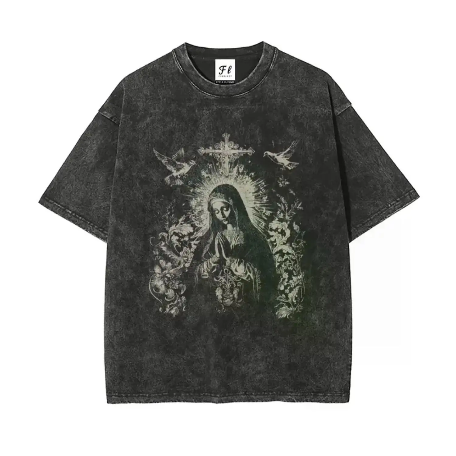 Men's Retro Baggy T-Shirt - Unisex Casual Round Neck Shortsleeve Top, S-5XL Washed Batik Cotton Stretch Streetwear Clothes, Super Soft Pre-Shrunk Fabric Christmas Day