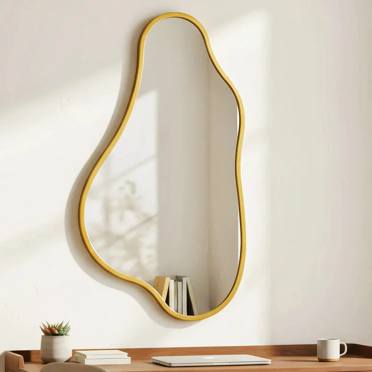 ZIYOO Gold Vintage Cloud Mirror Baroque Ornate Antique Mirror For Fireplace Mantel Bathroom Entryway Wall Decor Classic Design Modern Irregular Shaped Unique Asymmetrical Cloud Wavy Design #Summervibes