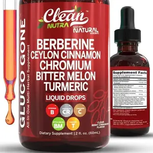 Clean Nutra Berberine, Ceylon Cinnamon, Chromium, Bitter Melon, Turmeric, Glucomannan, Gymnema & More for Natural Wellness Liquid Drop – Gluco Tone