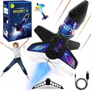 Electric Rocket Launcher Toy, Motorized Air Rocket Toy, Launches Rocket Up to 164 Feet, Fun Outdoor Toys, Self-launching Rocket Toy for Kids, Portable