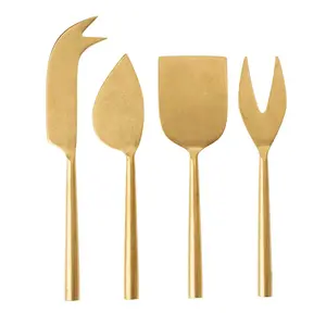 Tides Cheese Knives S/4 Tumbled Gold