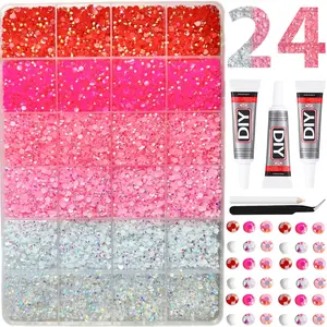1Box AB Colorful Semi-circular Nail Rhinestone Charms 3mm Pink White Red Gradient Flatback Resin Diamond Bedazzling Kit DIY Bracelet Cup Nail Art Accessories
