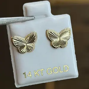 14k Butterfly Screw Back Earrings