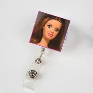 Cringe Doll Meme Badge Reel, Doll Face Reaction Meme Badge Holder, Funny Awkward Doll Badge, Coworker Humor Badge Reel