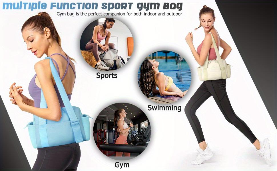 Compact Waterproof Gym Tote for Women, Lightweight Sports Duffel with Wet Pocket, Adorable Fitness Travel Bag for Pool, Beach and Daily Gym Use