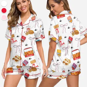 Chick-fil-A Pajamas Set, Waffle Fries Sleepwear,ift For Her Chick-fil-A, Chick-fil-A Loungewear, Chicken Sandwich Sleepwear: