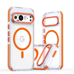Luxury High Transparent Case For Google Pixel 9 Pro XL 5G Magsafe Magnetic Wireless Charging Shockproof Cover For Google Pixel 9 Screen Protector Protection Casing Cellphone Protective Smartphone Privacy Glass