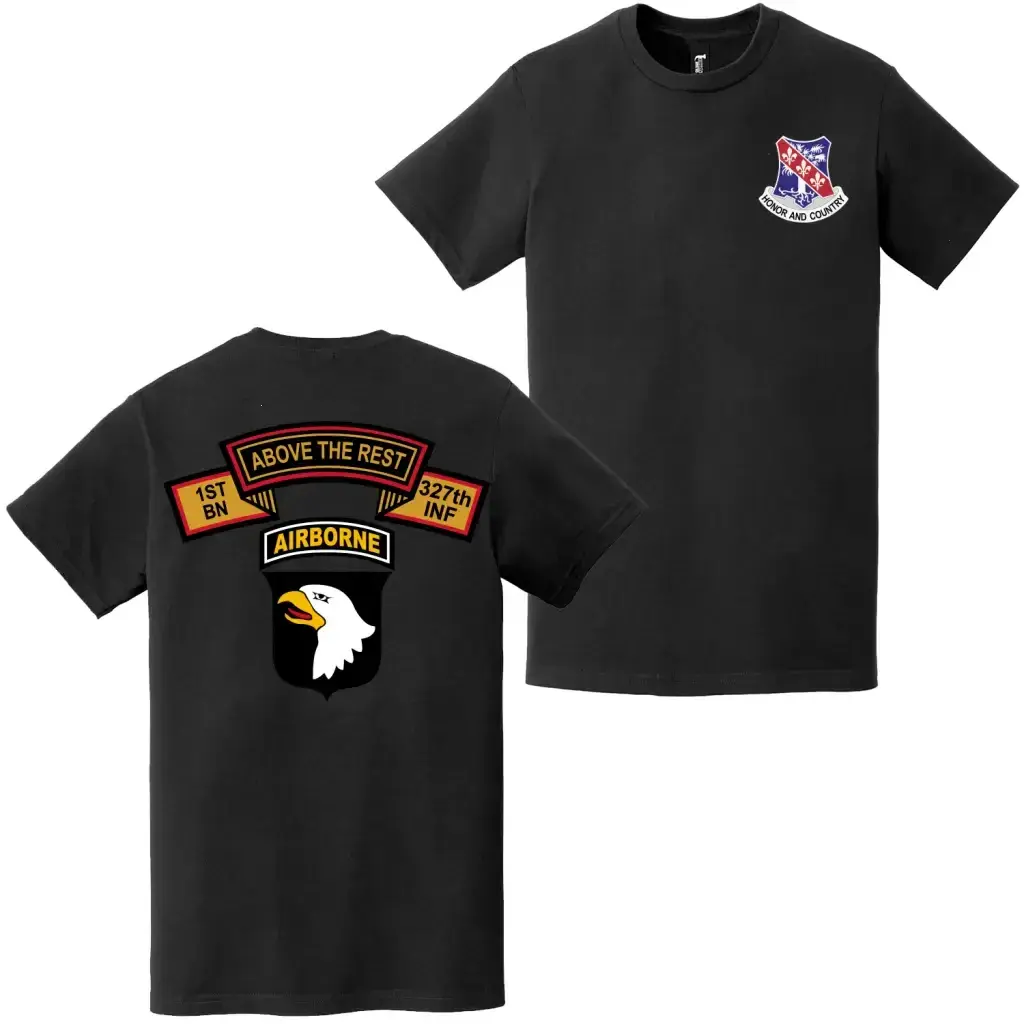 Double Sided 1-327 IR 101st Airborne Division Tab T-Shirt Streetwear Retro Vintage Trend Piece