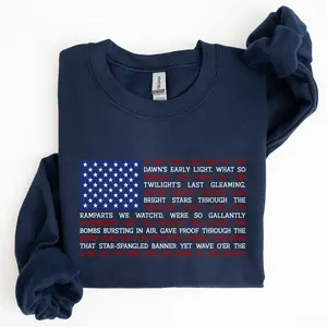 American Flag, Anthem, Patriotic, 4th of July Sweatshirt, Women's Crew Neck, Crewneck Casual Comfort Womenswear Comfortable Graphic