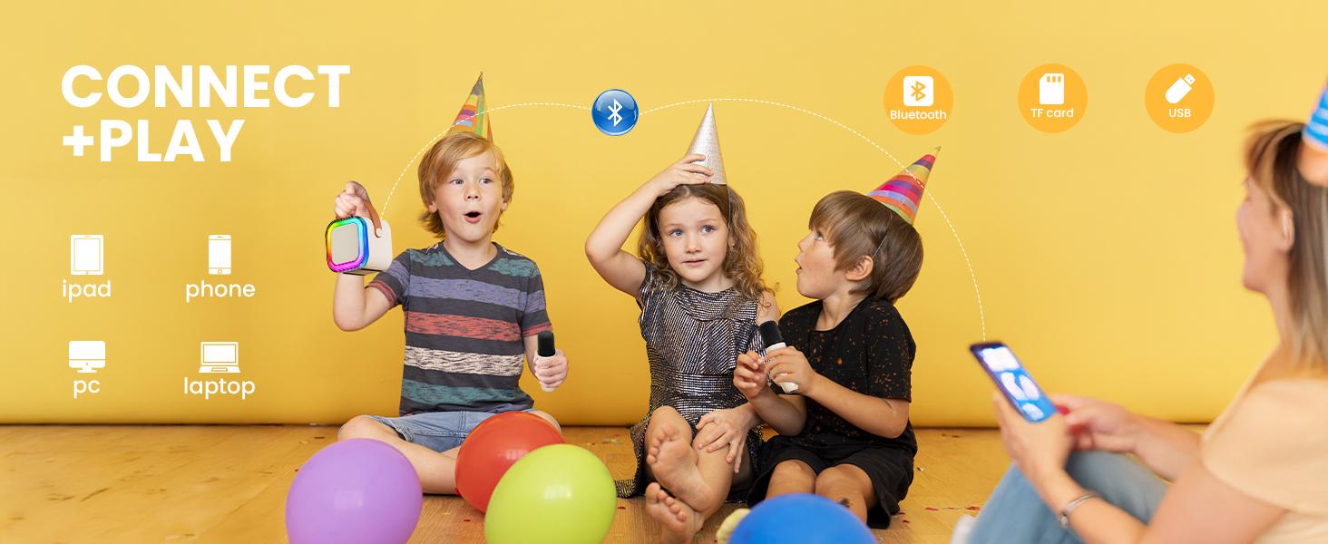 Mini Karaoke Machine for Kids with 2 Wireless Microphones and Lights, Bluetooth Connect Phone to Sing, 4-12+ Year Old Girl Boy Birthday Gifts, Teen Girl Gifts Trendy Stuff(Cream)