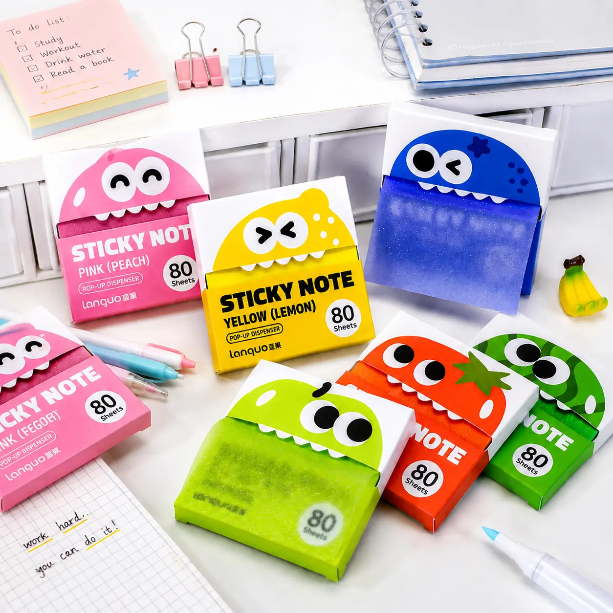 6-Pack Colorful Covers Cartoon Pop-Up Sticky Notes Set for Students & Teachers, Office Desk Stationery Accessories, Back to School Supplies, Study Essentials, Gifting Option