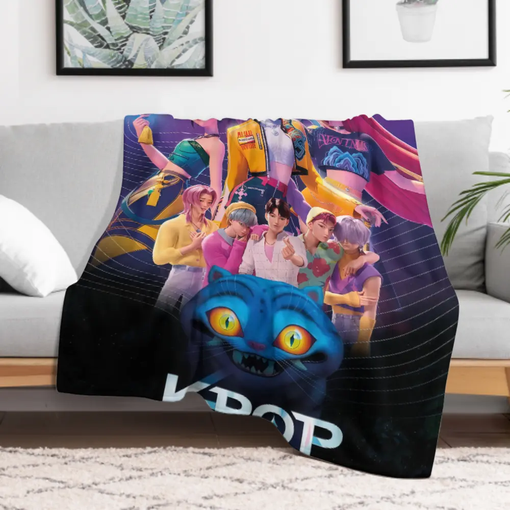 Kpop Fantasy Idol Theme Blanket，Cozy Blanket for Teen Girls, Soft Korean Pop Inspired Blanket for Bedroom Decor & Gifts ，Soft Warm Fleece Throw for Sofa Couch Bed