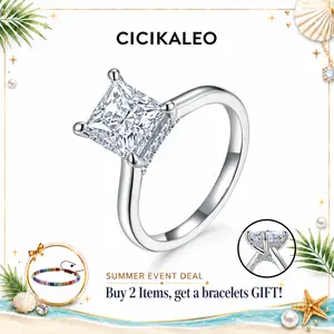 CICIKALEO 2CT Princess Cut Moissanite Rings for Women 18K Gold Plated Lab-Created Engagement Wedding Gift for Her #Summervibes