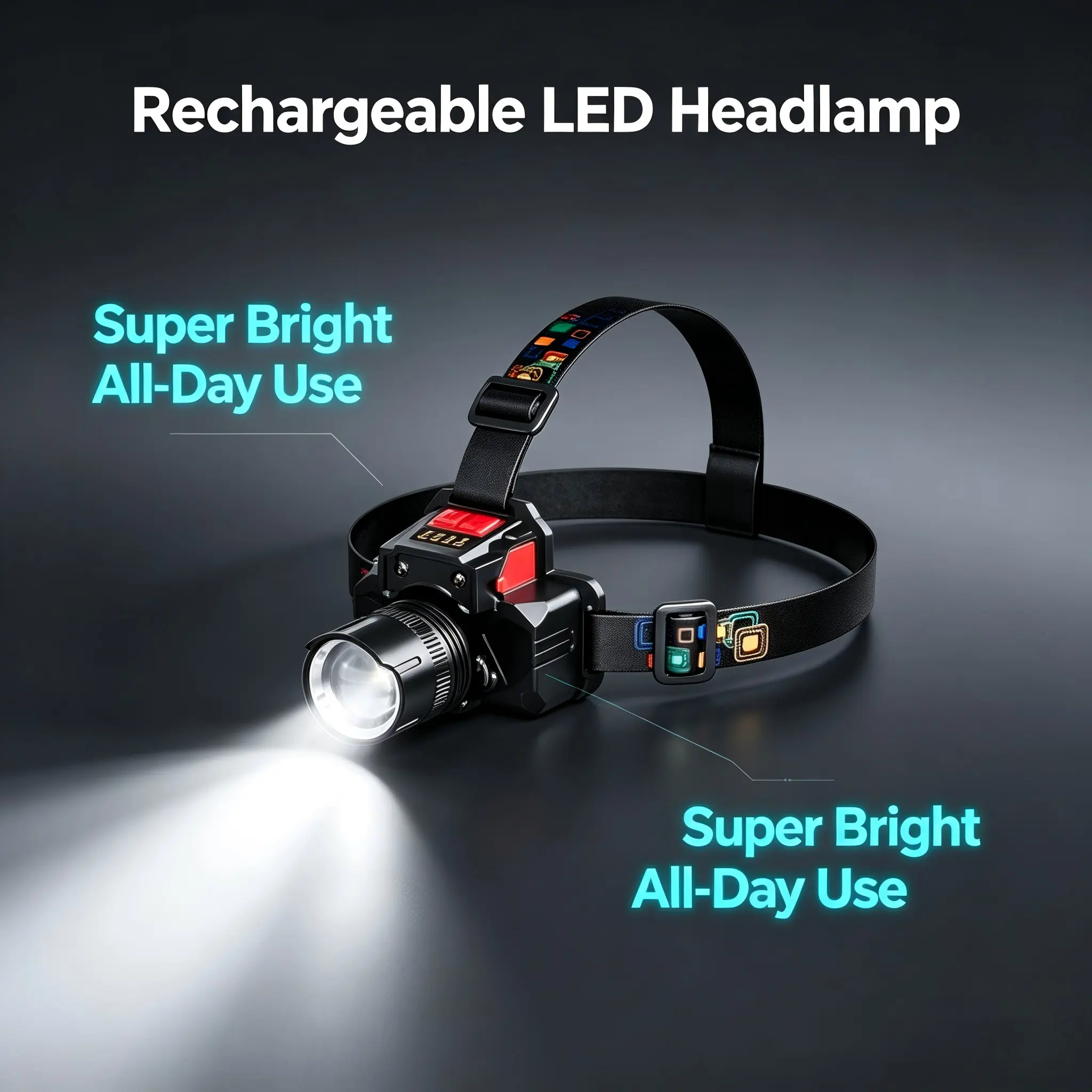 Zoomable Rechargeable LED Headlamp Ultra Bright Waterproof Head Light for Camping Fishing Hiking Hunting Repair