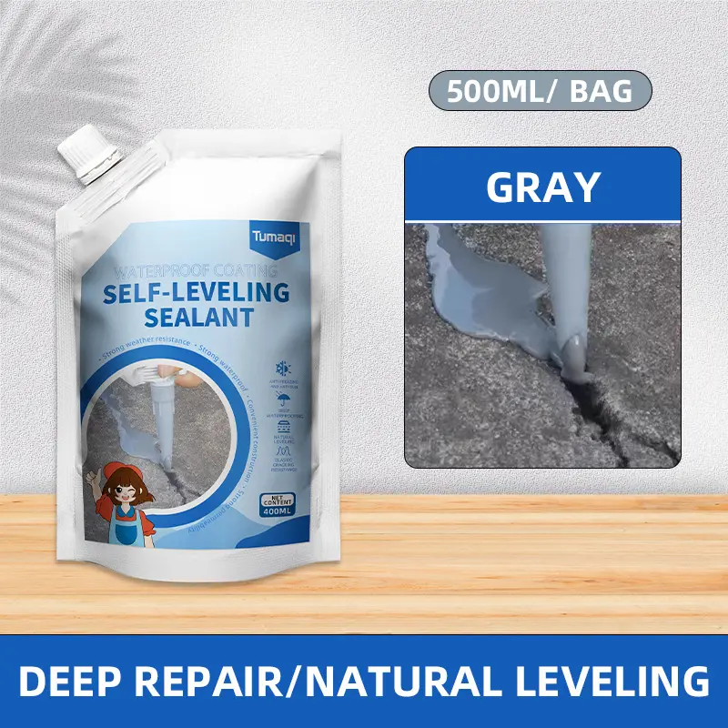 Tumaqi 500g Concrete Crack Caulking Adhesive - Industrial Strength, Invisible Waterproof, High Temperature Resistant, Outdoor Strong Sticky Sealing Compound Sealer for Roofs, Walls Deep Crack Self-Leveling Repair