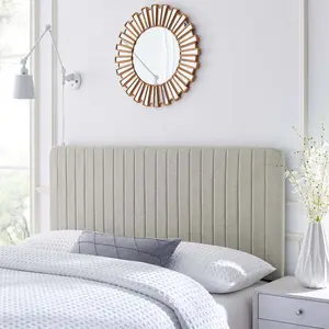 Modway Milenna Channel Tufted Upholstered Fabric King/California King Headboard in Oatmeal