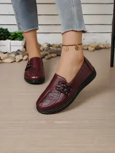 Women's Soft Leather Anti-Slip Flat Sole Shoes, Casual Slip On Walking Shoes, Waterproof Lightweight Comfortable Casual Footwear for Daily Wear & Outdoor Activities
