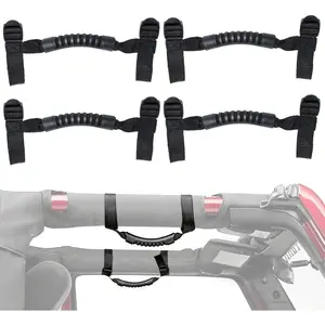 4 PCS Car Roll Bar Grab Handles Grip Replacements Fit for Jeep Wrangler Accessories 1987-UP YJ TJ LJ JK JL Ports Sahara Freedom Rubicon X & Unlimited (Black)
