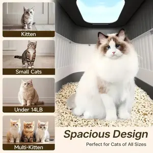 Fully enclosed foldable cat litter box with deodorant drawers and splash baffles, self-cleaning pet supplies, dual-channel cat litter box with drawers, durable plastic for large cats