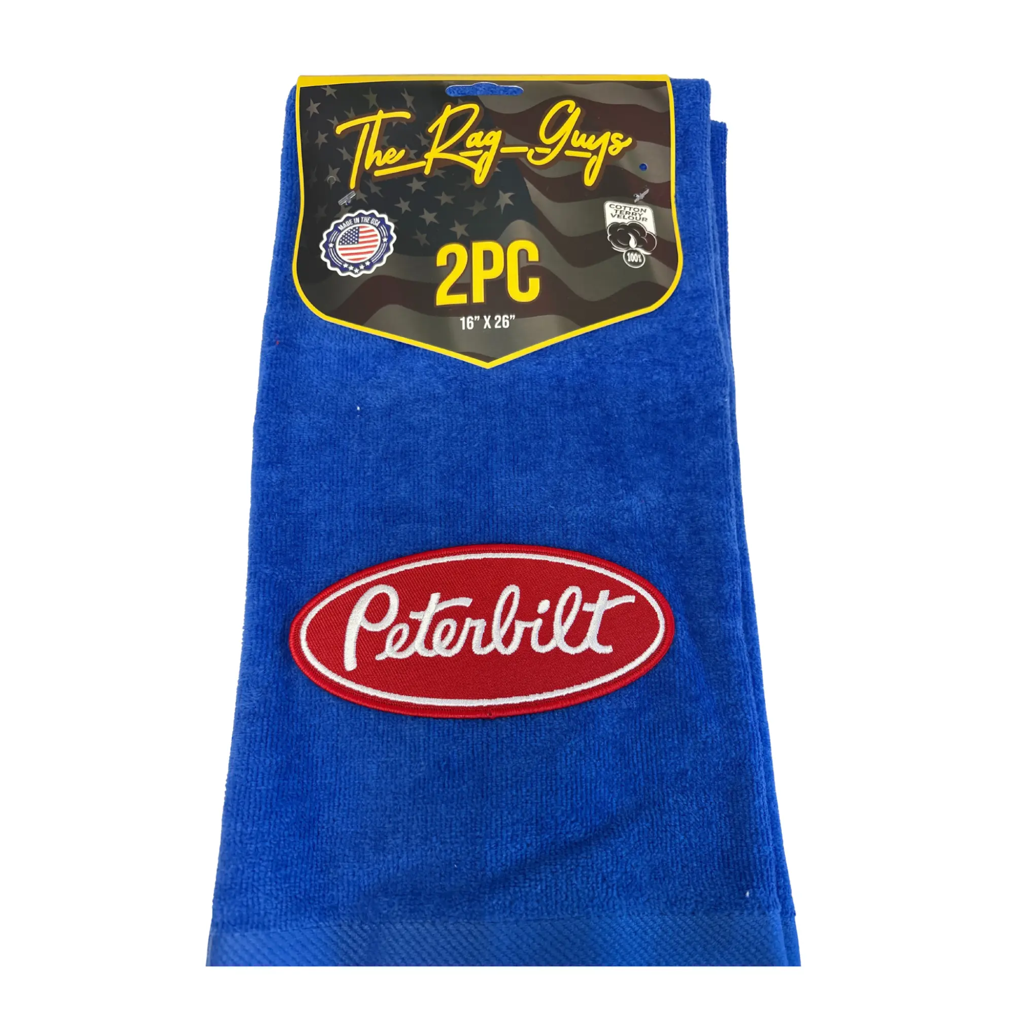 GS Peterbilt Logo Truck Door Handle Rags - Cotton Velour, 2-Pack Set, 16” x 26”, Scratch Resistant, Red, for Truckers