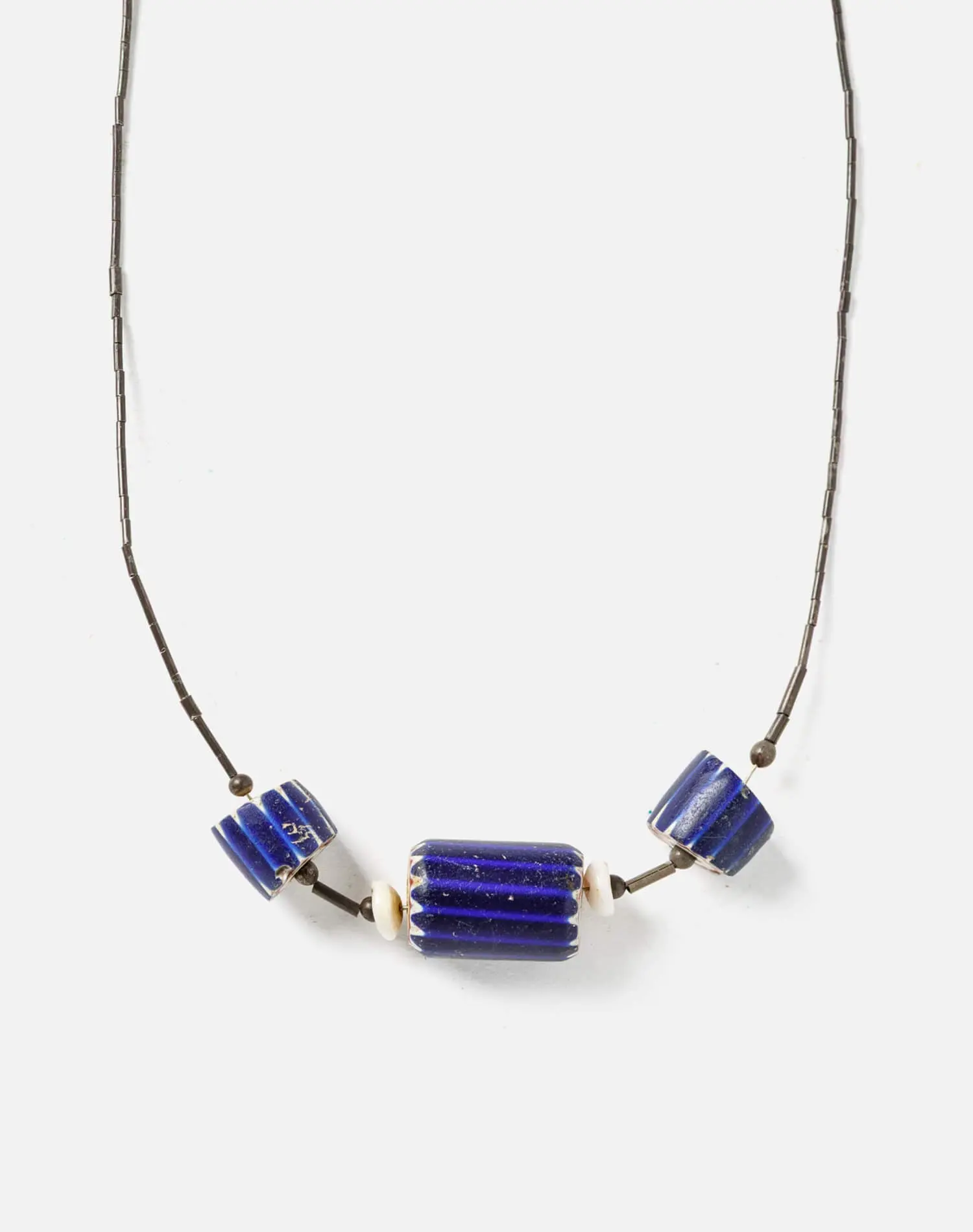 70s Seed Bead Cord and Ceramic Bead Necklace