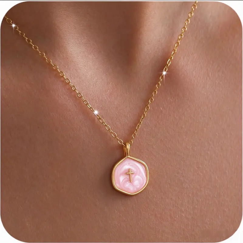 Tewiky 14K Gold Plated Cross Necklace for Women Dainty Simple Gold Plated Cross Pendant, Elegant & Hypoallergenic Brass Jewelry for Mother's Day Gifts