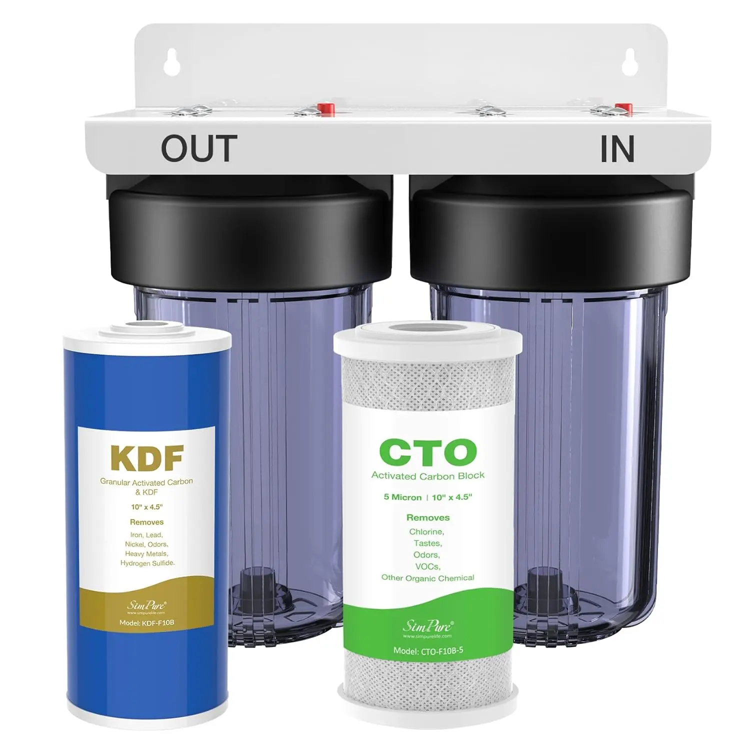 SimPure DB10C-2KDF 2-Stage Water Filters with Extra CTO Carbon Replacement Filter Cartridges