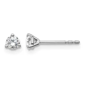 14K Solid White Gold 1/4 Carat Certified Lab Grown Diamond VS/SI+ G+ Round Complete Three Prong Stud Earrings 0.31 Grams For Women, Womens
