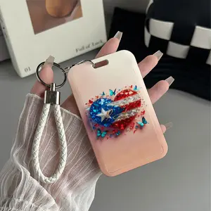 Puertoricansparkle Pattern Design Plastic Id Card Holder With Lanyard Id Badge Holder for Doctors, Nurses, Students-Bus Card Case, Campus Card Protector Perfect Halloween Christmas Gift