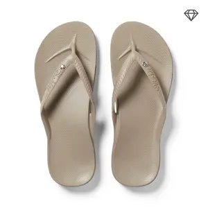 Archies Arch Support Flip Flops for Women - Crystal Taupe – Orthotic Sandals for Plantar Fasciitis Relief – Lightweight, Cushioning, Shock-Absorbing Thong Sandals for Walking, Foot Pain & All-Day Comfort