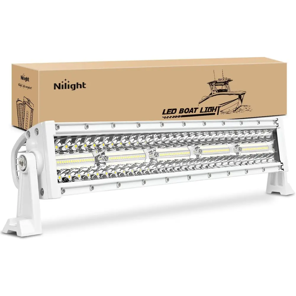 Nilight 22In Super Bright Triple Row LED Light Bar - White Spot-Flood Combo, Waterproof Navigation Fixture, Marine Boat Accessories, Vehicle Work Light