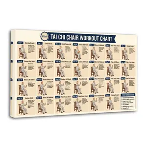 Tai Chi Chair Workout Chart Poster Print Seated Exercises for Beginners and Seniors Wall Art Living Room Bedroom Home Gym Decor [UNFRAMED]