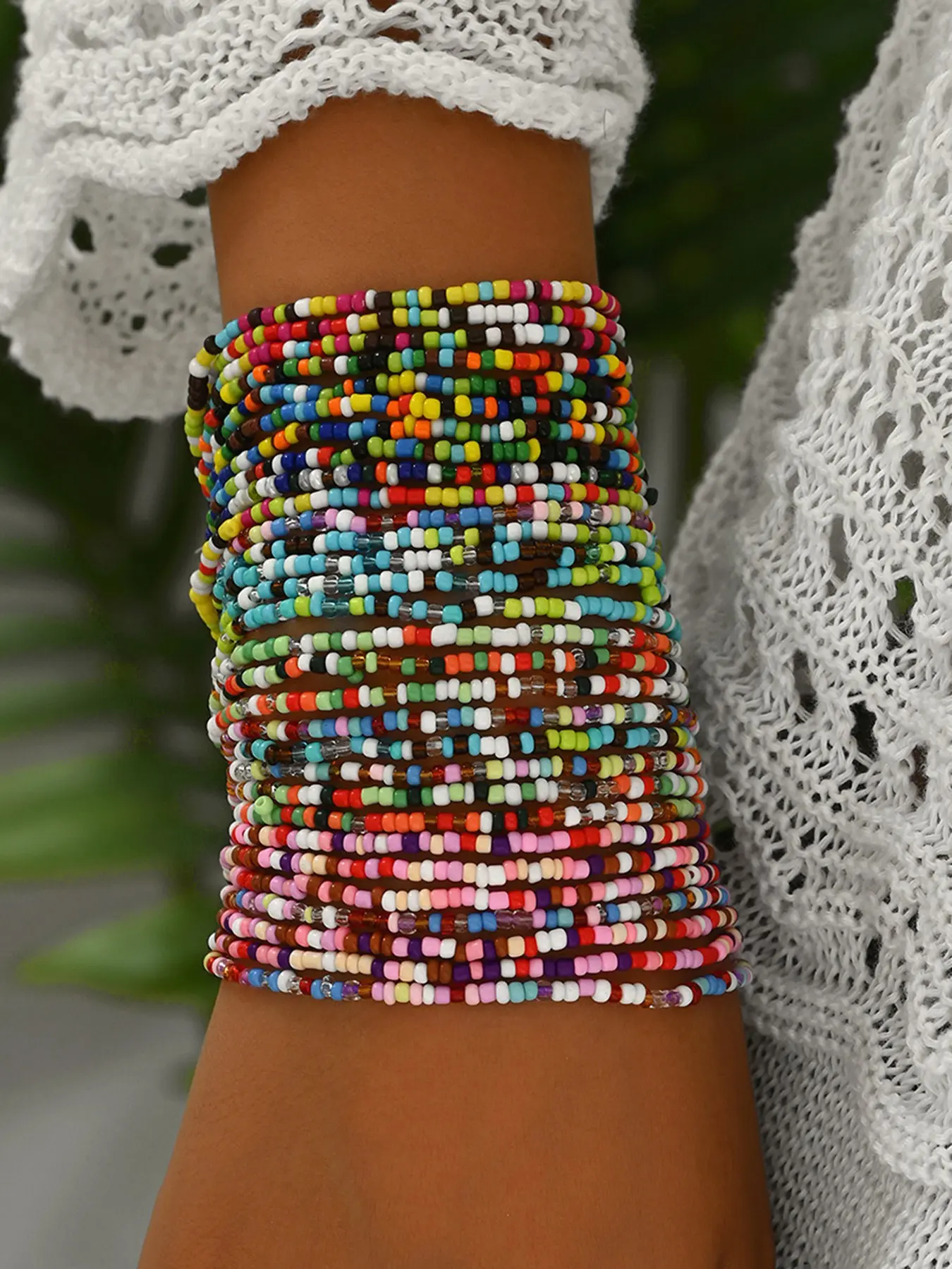 Boho Beaded Bracelet Set, 30-Piece Colorful Seed Bead Jewelry Collection, Versatile Layered Handwear Accessories for Women, Bohemian Bracelets, Multilayered Bangles, Boho Style Bangles