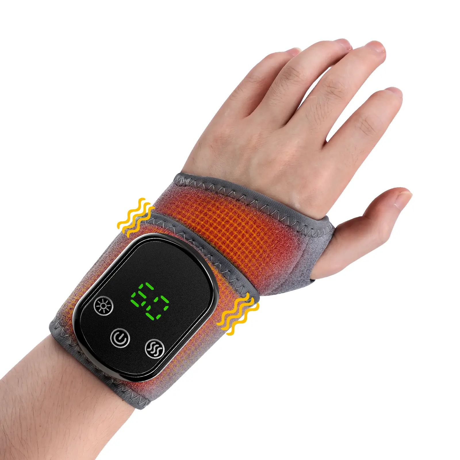 Cordless Wrist Heating Pad - 5 Heat Levels & Vibration, 30min Auto-Off, Adjustable Wrap for Arthritis, Carpal Tunnel, Tendonitis - Left/Right Hand