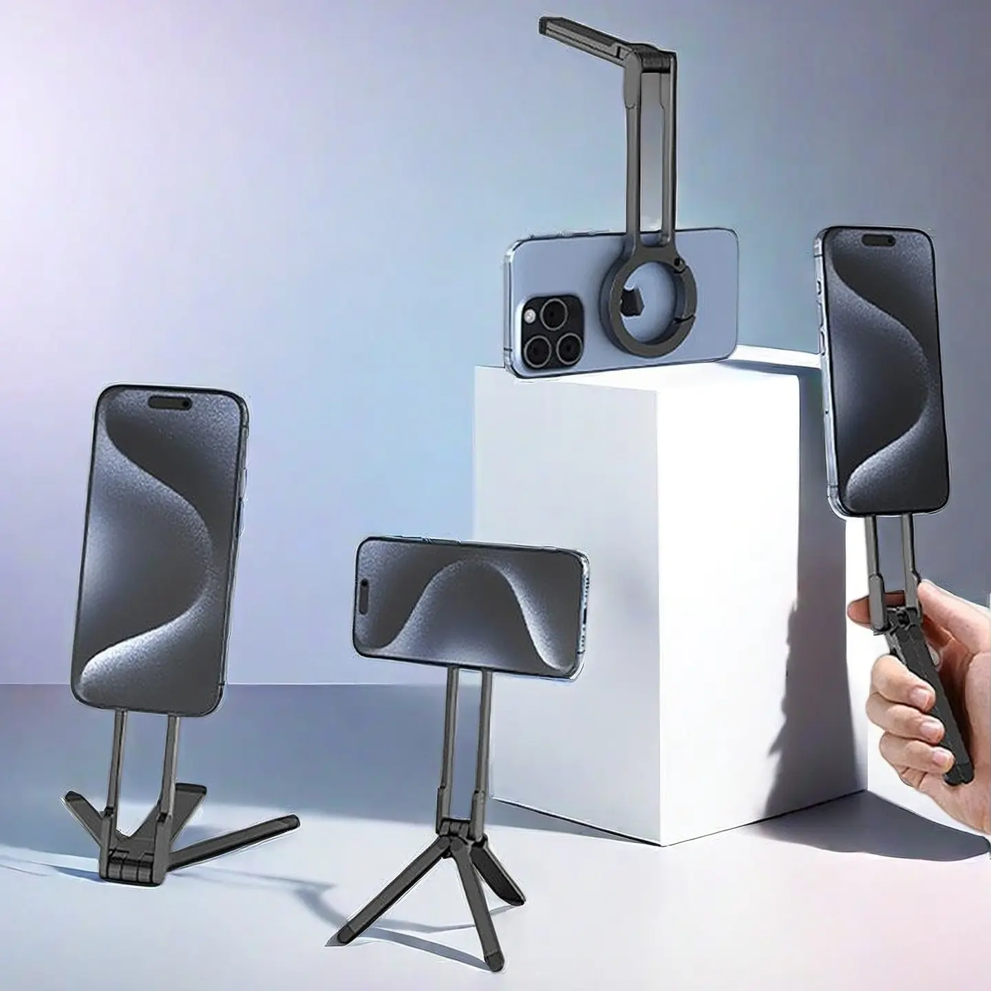 1pcs Magnetic Phone Tripod Stand for Phone, Aluminum Maglock, Dual-Sided Magnets, Quick Installation, Compatible with Magsafe, Portable Photography Holder, Cell Phone Mount, Magnetic Mobile Mount