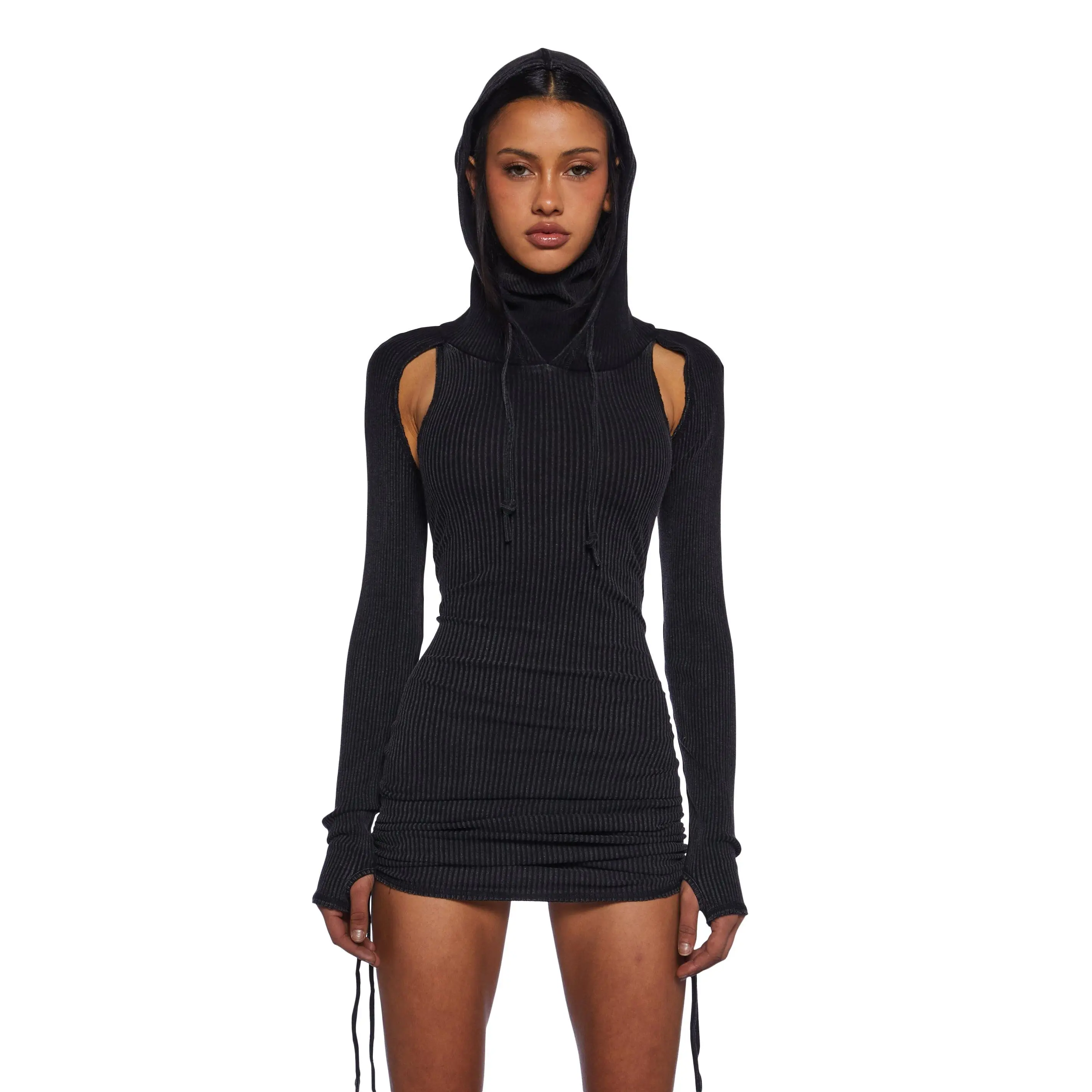 Replay Ruched Mini Dress - Charcoal