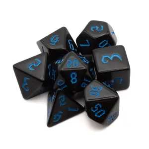 Black Acrylic Dice Set - Blue