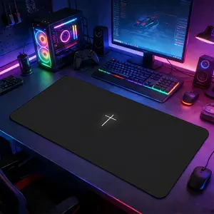 Minimalist White Cross Black Large Gaming Mouse Pad, Gaming Mousepad, Non-Slip Rubber Base Stitched Lock Edge Desk Mat, Sleek Monochrome Design Desk Pad, Durable Computer Accessory for Home Office & Gaming Setup, Ideal Gift for Gamers & Minimalist Gaming
