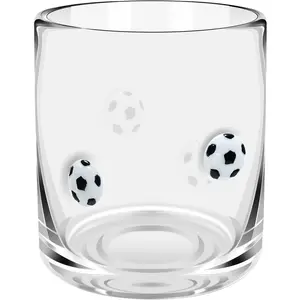 14oz Aesthetic Juice Glass Cup Stemless Cocktail Drinking Glassware for Home Sport Themed Party Favors Supplies (Soccer)