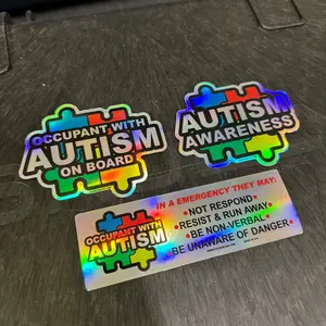 Autism Awareness Decal - Outdoor & Indoor Holographic Vinyl Decals for Car Windows and House Doors