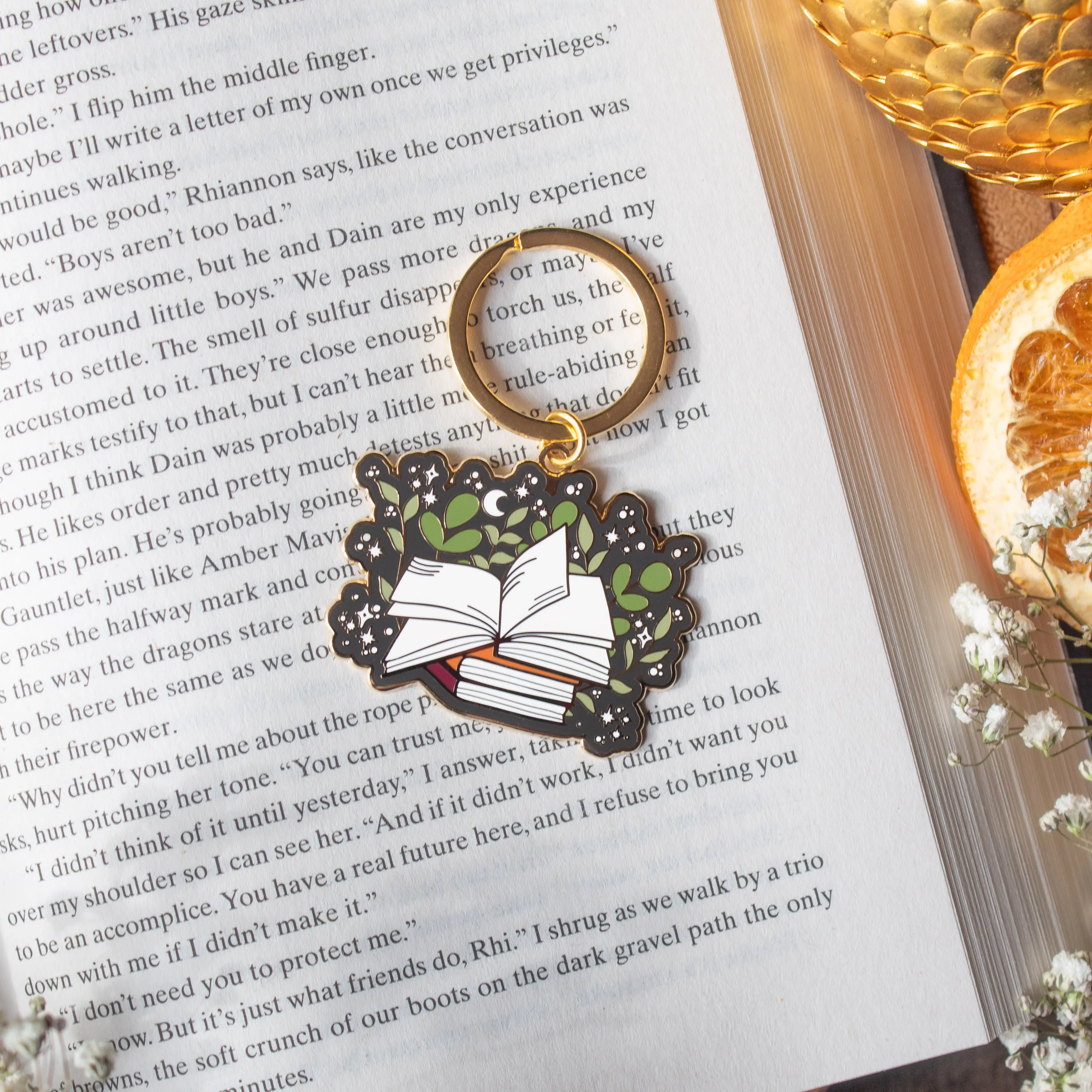 Open Magical Book Bookish Hard Enamel Keychain