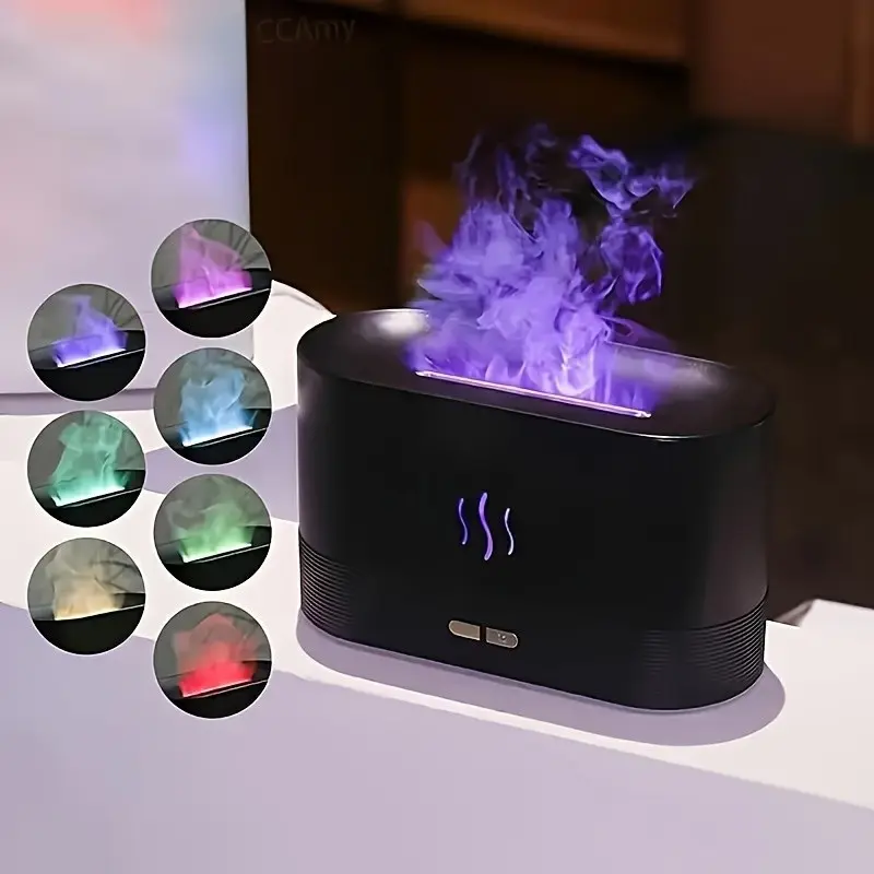 9-Color LED Essential Oil Diffuser, Aromatherapy Machines, Aromatherapy Humidifier, Atmosphere Light, USB Powered, Flame Effect, Cold Fog, Color Changing, for Home & Office Use
