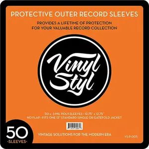Vinyl Styl® VS-P-005 12 Inch Outer Record Sleeves - Open Top - 50 Count (Clear)  [BAGS / SLEEVES] Large Item Exception , Audiophile