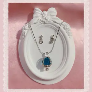 Madoka Magica Sayaka Miki Homura Akemi Madoka Kaname Elegant Dainty Soul Gem Anime Manga Kawaii Necklace and Earrings set Puella Magi Series