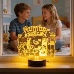 Glowing Block Character Themed Acrylic Night Light - Neon-Style Decor for Bedrooms, Desks, Game Rooms & Casual Living Spaces, Adding a Whimsical Touch to Any Room Aesthetic