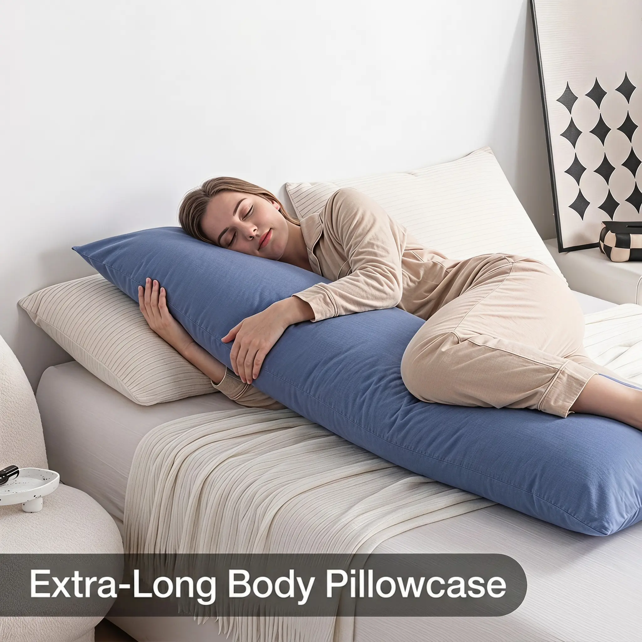 Bedsum Cotton Body Pillowcase, Ultra‑Soft Breathable Envelope Closure Pillow Cover for Long Full‑Body Sleeping & Side Sleepers