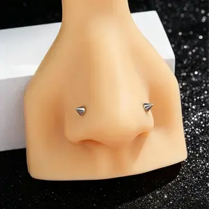 OUFER  20G 2PCS Threadless Push Pin Spike Nose Ring Jewelry, Unisex Secure-Fit Body Piercing Accessory for Nose, Ear Daily Wear