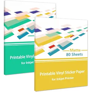 Printable Vinyl Sticker Paper for Inkjet Printer, 80 Sheets Matte, 80 Sheets Glossy White  Decal Paper,  & Scratch Resistant