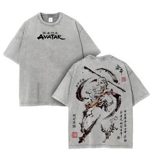 Aang Shirt, Avatar the Last Airbender Shirt, Animated Shirt, Vintage T-Shirt Menswear Top Underwear Tshirt The Last Air Nomad - The Avatar Anime Double Printed Washed Tee Unisex Oversize Anime Manga