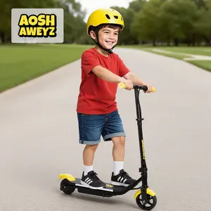 Kids Electric Scooter, 200W Powerful Motor, 7 Mile Range, 3-Level Adjustable Height (37.4-41.3 inches), Brake Taillight & Built-in LED Strip, for Ages 6+ Years